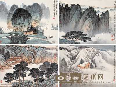 宋玉麟 丁丑（1997）年作 四季山水 卡片 30×39.5cm×4